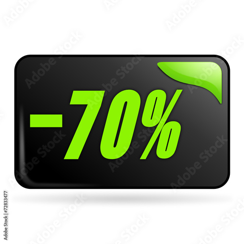 moins soixante dix pour cent sur bouton web rectangle vert