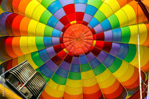 Inside of colorful hot air balloon