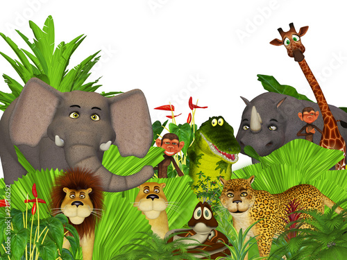 Photography 3d cartoon wild jungle animals