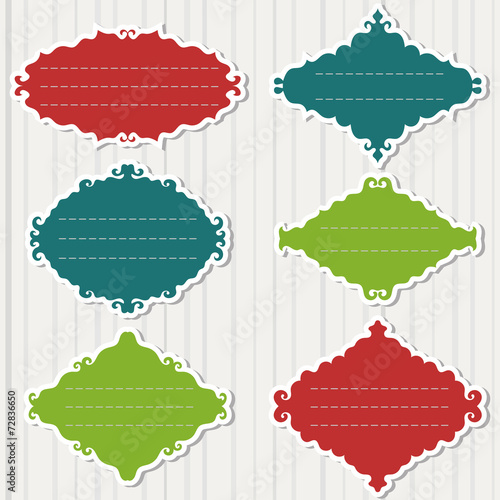 Vector set of vintage frames on grey background