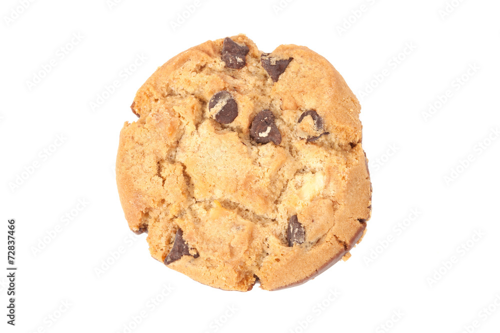 Chocolate chip cookie isolated on white Chocolate chip cookie isolated on white