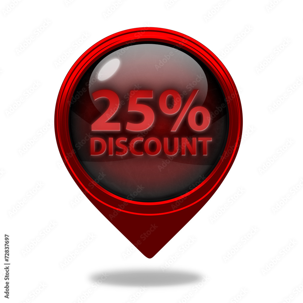Discount 25 pointer icon on white background Discount 25 pointer icon on white background