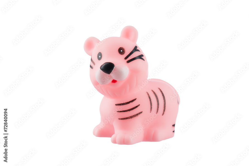 Rubber pink tiger isolated on white Rubber pink tiger isolated on white
