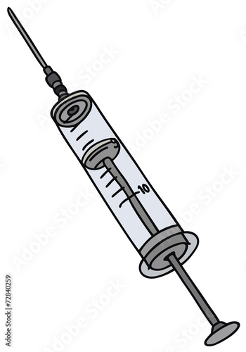 Hand drawing of an old glass syringe