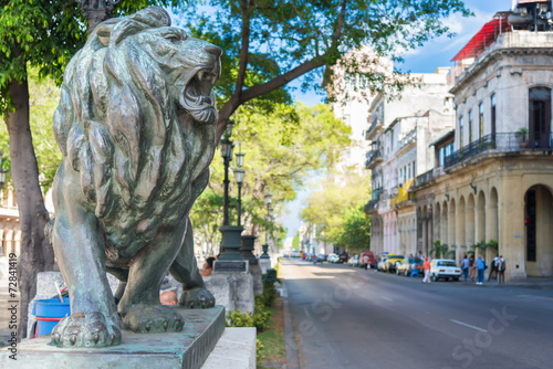 Photography The famous bronze lion at El Prado in Havana