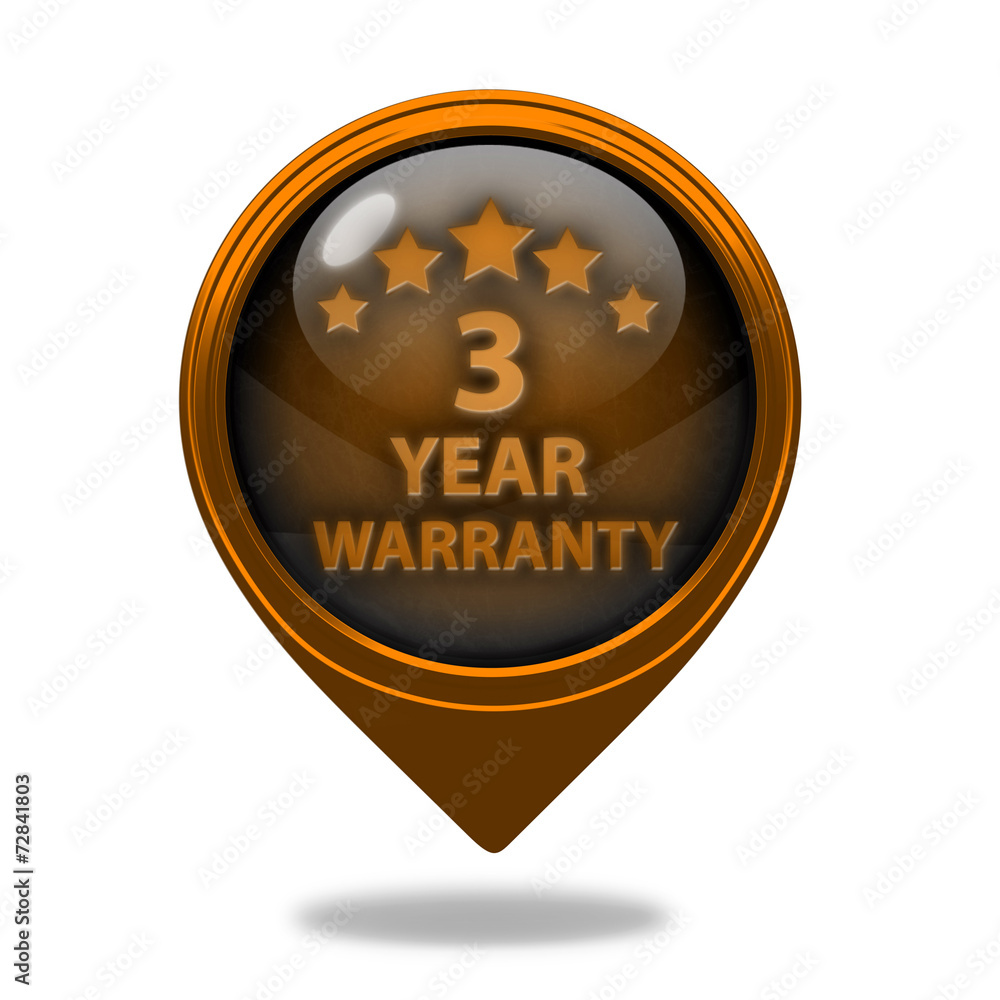 Three year warranty pointer icon on white background Three year warranty pointer icon on white background
