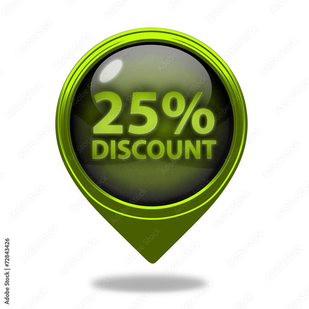 Discount 25 pointer icon on white background Discount 25 pointer icon on white background