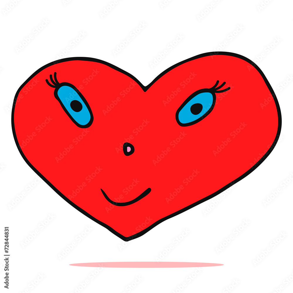 Fototapeta premium Vector illustration of a red heart. A character with a smile and