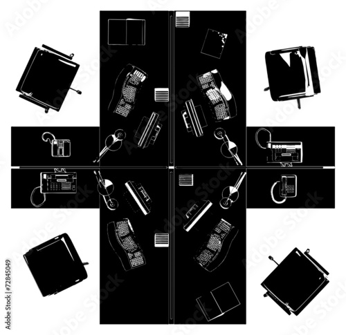 Interior Office Working Place Vector