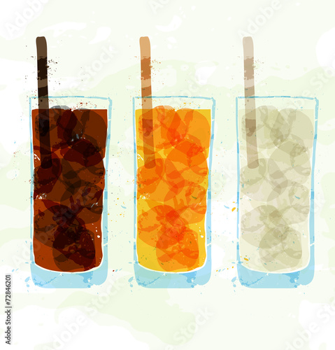 Set of multi-colored glass cup stains.