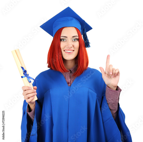 Woman graduate student wear...