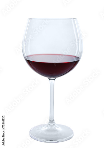 Wineglass with red wine isolated on white