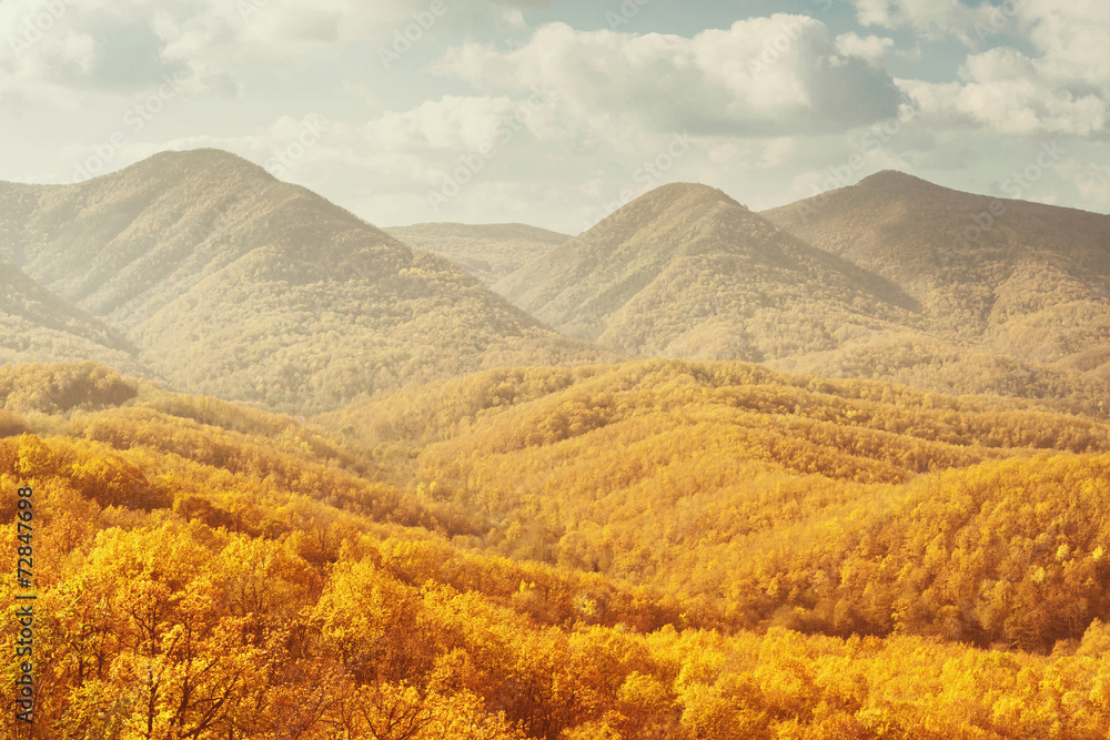Landscape of mountains in autumn