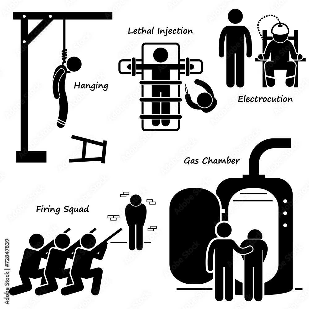 Execution Death Penalty Capital Punishment Modern Methods Stock Vector 