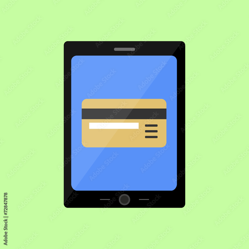 Flat style touch pad with bank card Flat style touch pad with bank card