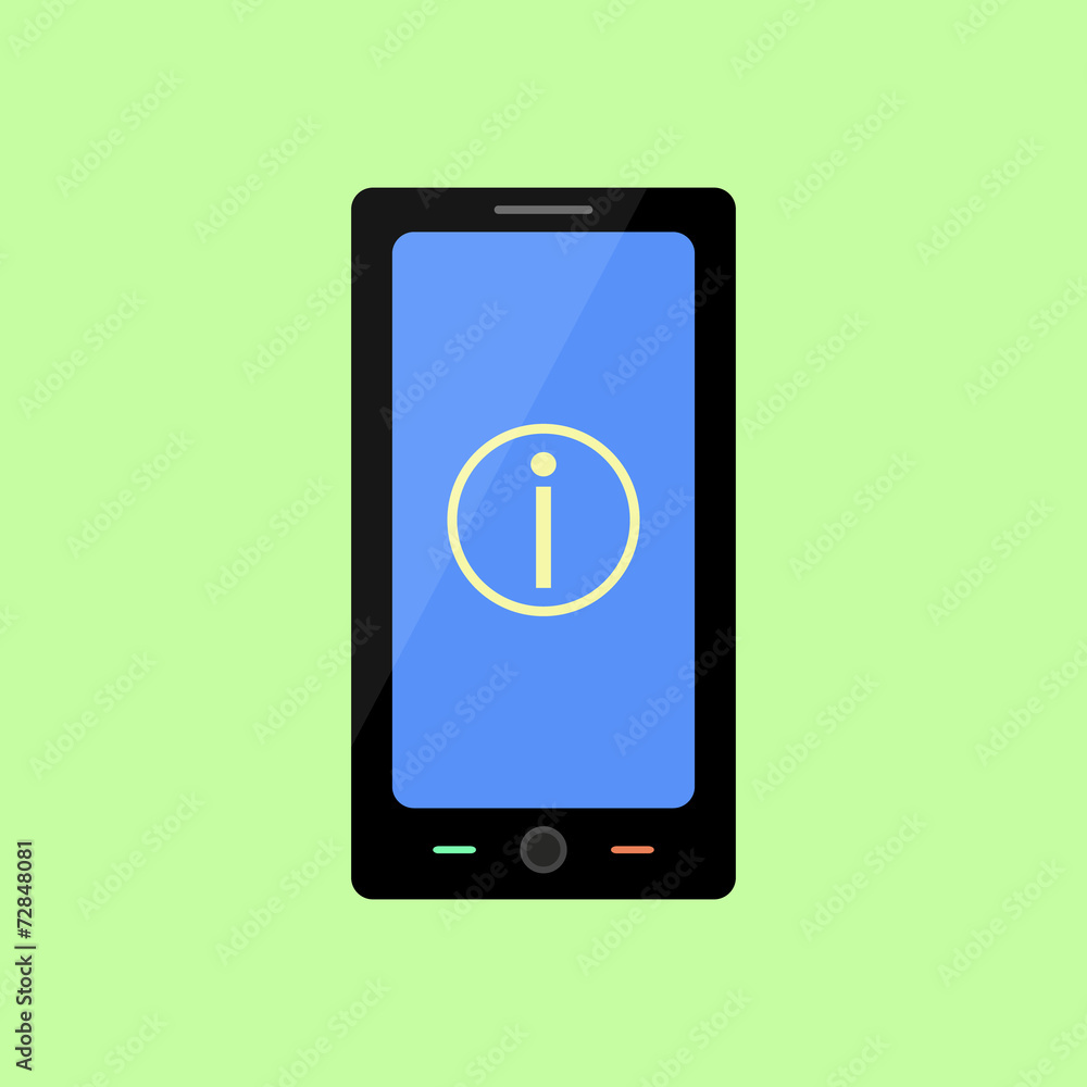 Flat style smart phone with information sign Flat style smart phone with information sign