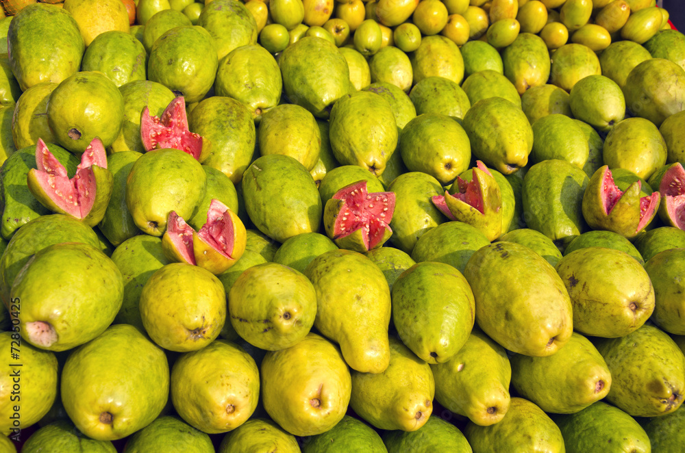 fresh sweet guava fruits group in asia street market fresh sweet guava fruits group in asia street market