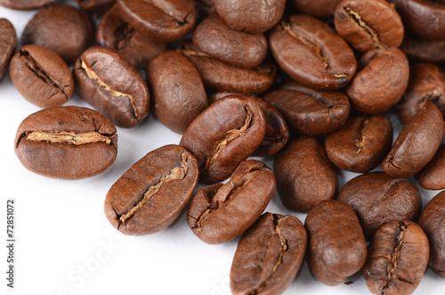 The coffee beans isolated on white