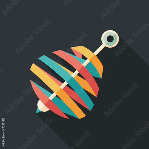 Paper Christmas whirligig flat square icon with long shadows.