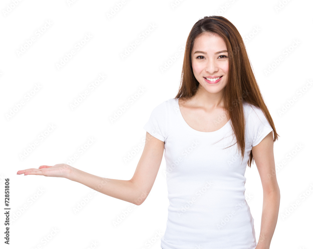 Woman hand show with blank sign Woman hand show with blank sign