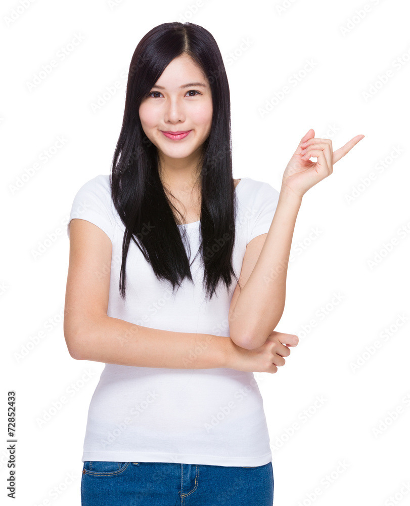 Woman with finger up Woman with finger up