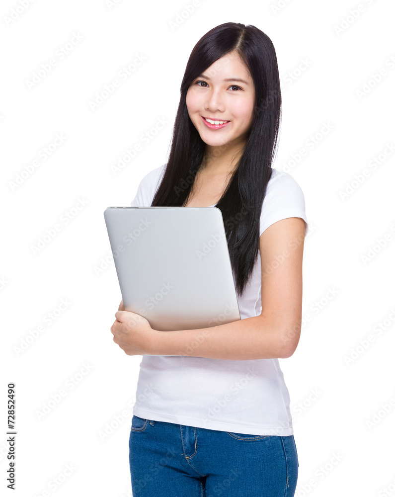 Woman hold with laptop Woman hold with laptop