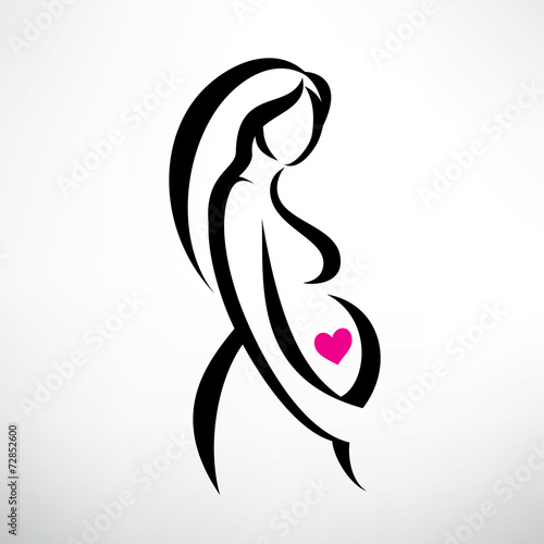 pregnant woman symbol, stylized vector sketch