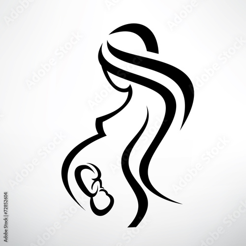 pregnant woman symbol, stylized vector sketch