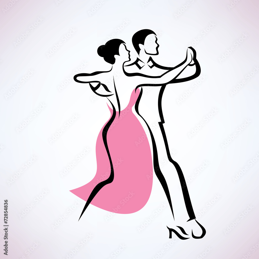dancing couple, outlined vector sketch dancing couple, outlined vector sketch