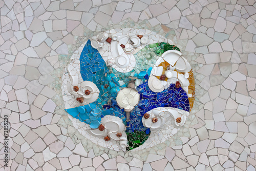 Trencadis Mosaic in Park Guell in Barcelona