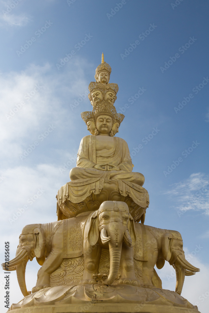 Buddha sit on elephant at emei, China