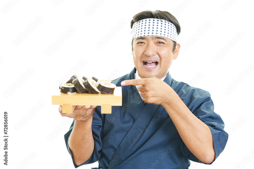 笑顔の寿司職人