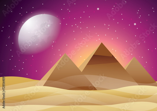 Pyramid at the starry night