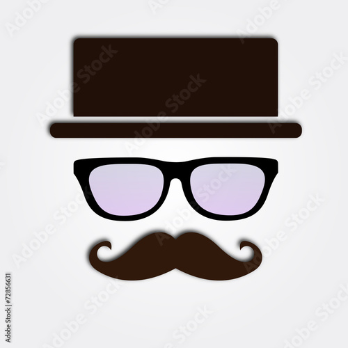 Eye Glasses with mustache and hat