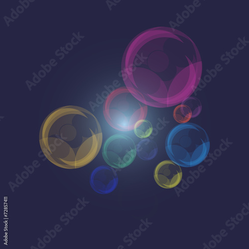 Color of pearl bubbles on dark blue background photo