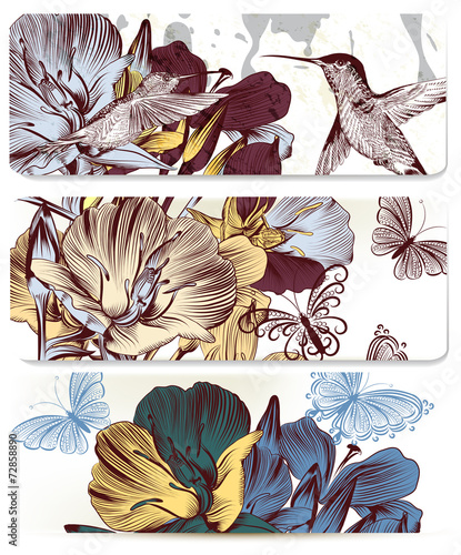 Floral backgrounds set for design