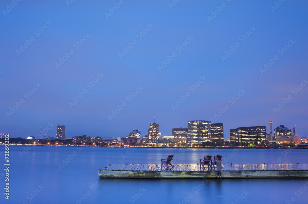 Boston Charles River Basin at night