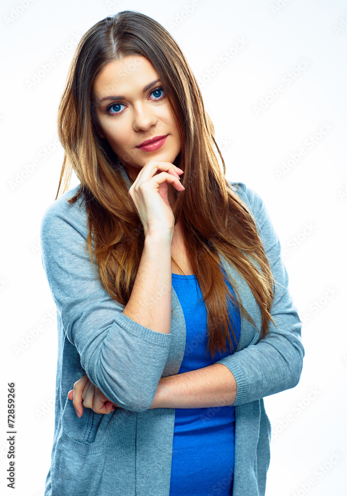 Smiling woman isolated white background. Smiling woman isolated white background.