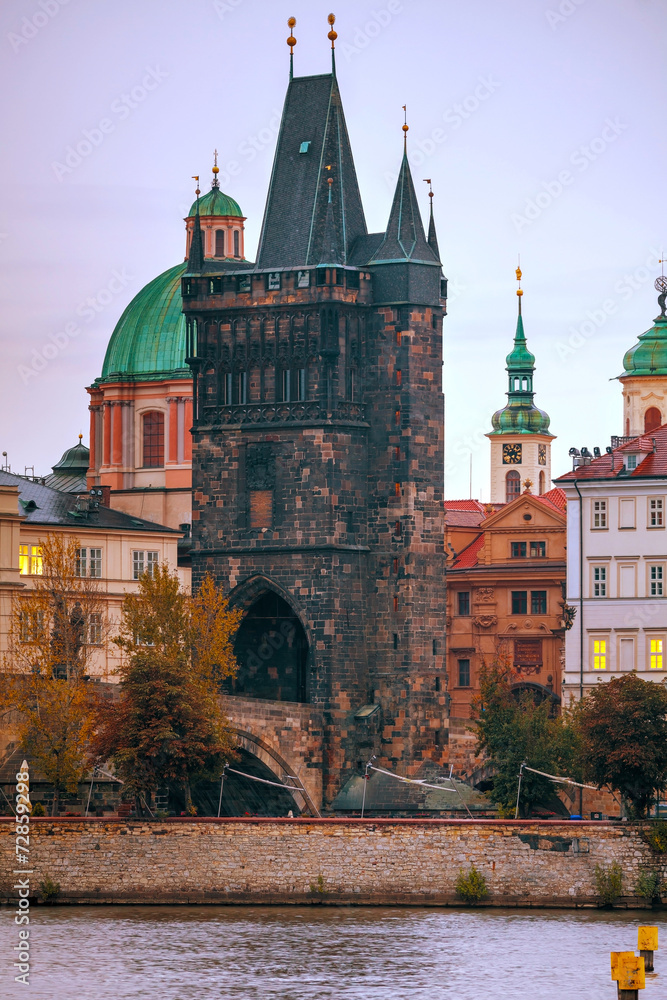 Obraz premium The Old Town Charles bridge tower in Prague