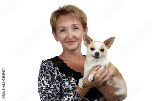 Photo of the old woman with dog