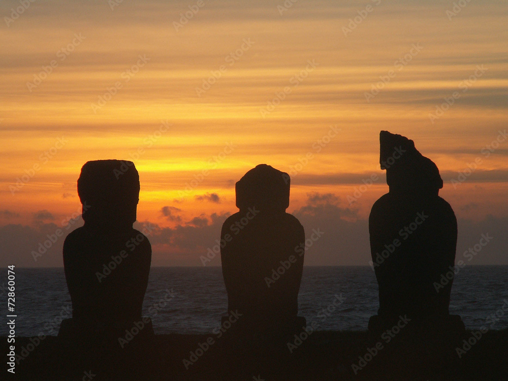Moai Sunset Silhouette