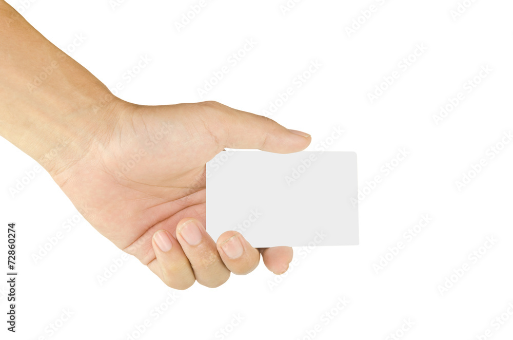 Business card in hand