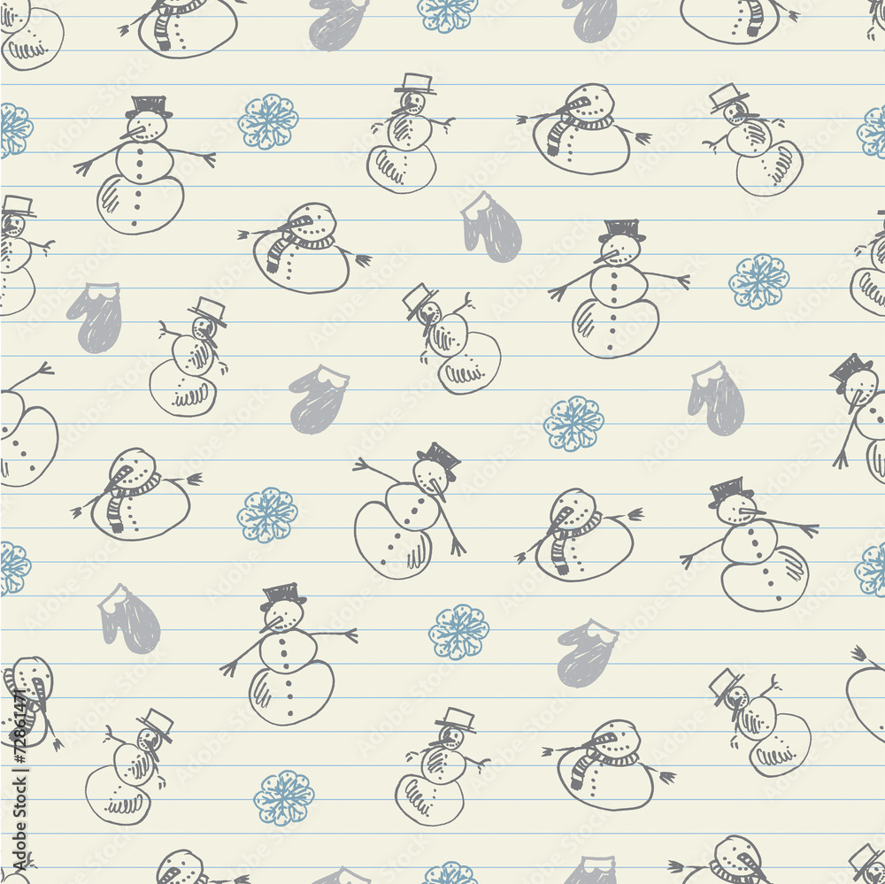 Snowman sketchy pattern Snowman sketchy pattern