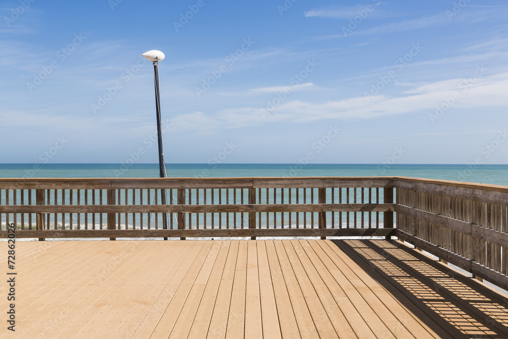 Wooden terrace overlooking the beach
