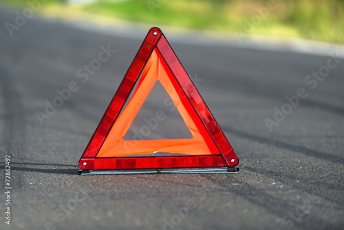 Red triangle of a car