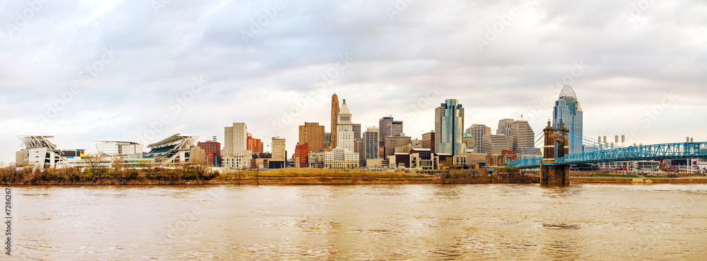 Cincinnati downtown panoramic overview