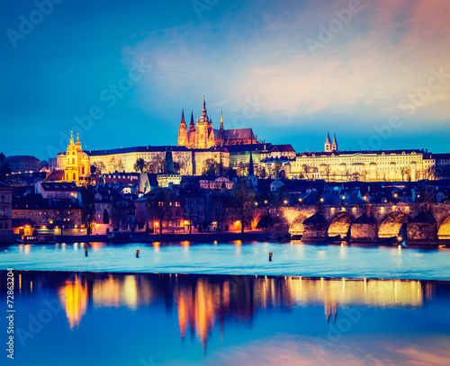 Wallpaper Mural View of Charles Bridge and Prague Castle in twilight Torontodigital.ca