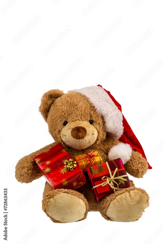 Teddybär mit Weihnachtsgeschenken Teddybär mit Weihnachtsgeschenken