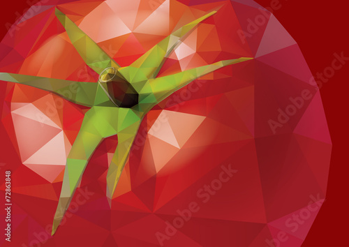 Vector tomato background. Low-poly triangular style illustration