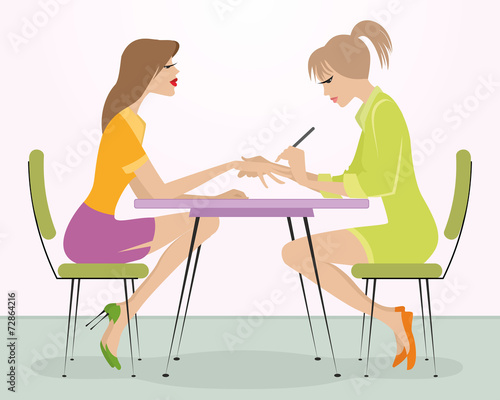 Master makes a girl manicure